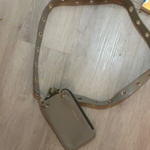 Bandolier Taupe Crossbody phone Bag with Grommet Strap